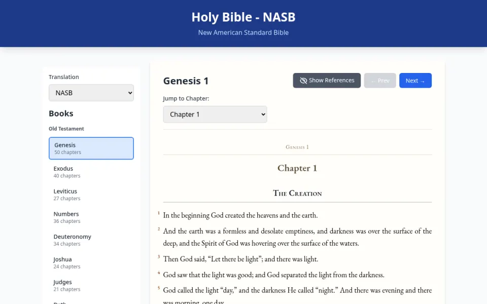 Bible Reader interface